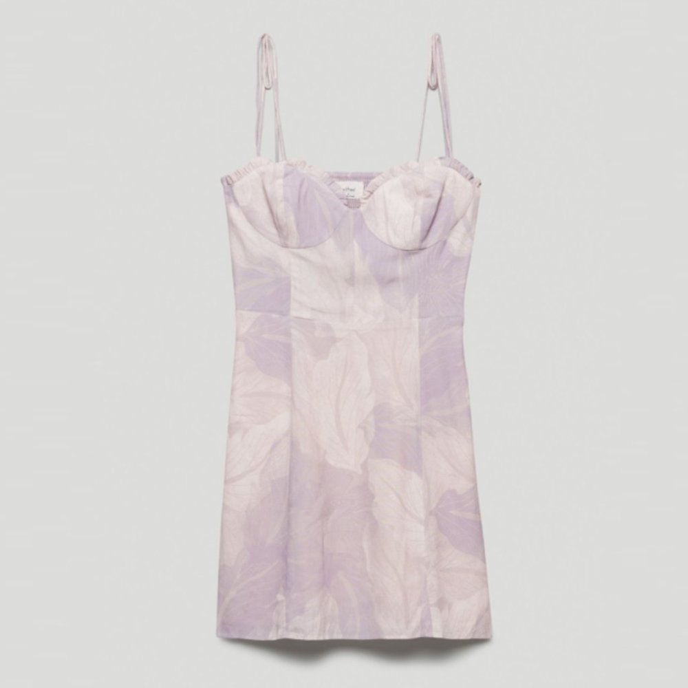 Aritzia Wilfred Fable Dress Softest Yellow/Gull Gray